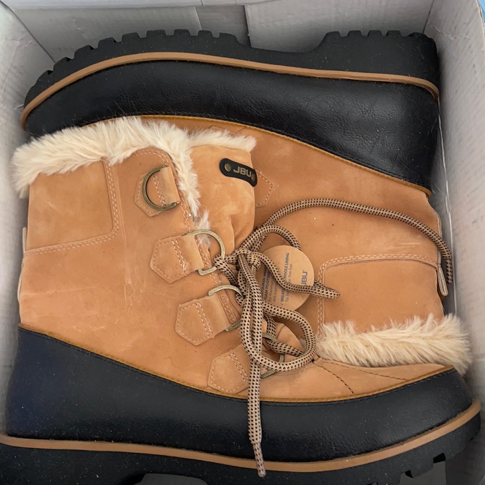 JBU Brown Faux Fur Lined Winter Boots Brown Black Boots NWT